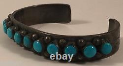 Nelson Burbank Vintage Navajo Indian Sterling Silver Turquoise Bracelet Cuff