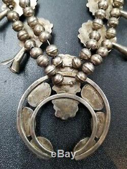 OLD PAWN Vintage Navajo 23 SQUASH BLOSSOM Necklace Sterling-NO RESERVE