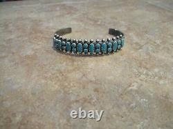 OLDER Vintage 1960's Zuni / Navajo Sterling PETIT POINT Turquoise Bracelet