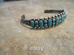 OLDER Vintage 1960's Zuni / Navajo Sterling PETIT POINT Turquoise Bracelet