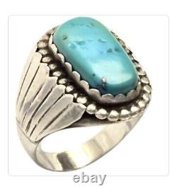 ONE OF A KIND VINTAGE NAVAJO Morenci TURQUOISE STERLING SILVER RINGsz10