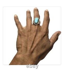 ONE OF A KIND VINTAGE NAVAJO Morenci TURQUOISE STERLING SILVER RINGsz10