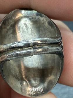 Old 15g Vintage Navajo Marked Sterling Silver Turquoise EAGLE Ring Size 9.5