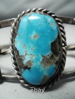 Old Morenci Vintage Navajo Turquoise Sterling Silver Bracelet Old