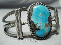 Old Morenci Vintage Navajo Turquoise Sterling Silver Bracelet Old