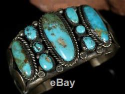 Old PAWN Navajo Vintage Royston Turquoise 1950's HEAVY STERLING Bracelet