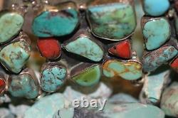 Old Pawn Museum Vintage Concho Belt Kingman Turquoise And Natural Coral 925