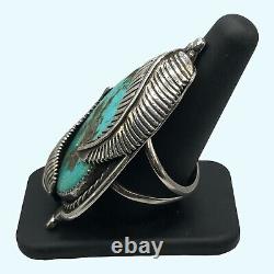 Old Pawn Navajo Turquoise Vintage Full Finger Ring 925 Sterling Silver Size 14