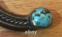 Old Pawn Vintage Native Navajo Morenci Turquoise Sterling Silver Squash Blossom