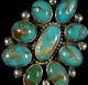 Old Pawn Vintage Navajo Green PERSIAN Turquoise BIG Cluster Ring SZ 8 SIGNED
