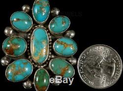 Old Pawn Vintage Navajo Green PERSIAN Turquoise BIG Cluster Ring SZ 8 SIGNED