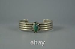 Old Pawn Vintage Navajo Nickel Silver Bracelet Turquoise Stone 6 1/2