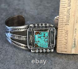 Old Vintage Navajo Spiderweb Turquoise Ingot silver Bracelet