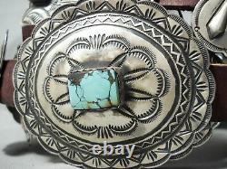 One Of Best Vintage Navajo Green Turquoise Sterling Silver Concho Belt