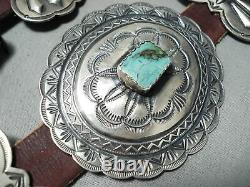 One Of Best Vintage Navajo Green Turquoise Sterling Silver Concho Belt