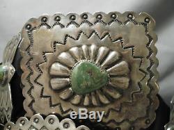 One Of Biggest Best Vintage Navajo Royston Turquoise Sterling Silver Concho Belt