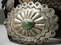 One Of Biggest Best Vintage Navajo Royston Turquoise Sterling Silver Concho Belt