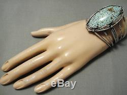 One Of The Best Vintage Navajo #8 Turquoise Sterling Silver Bracelet Old