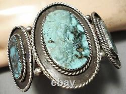 One Of The Best Vintage Navajo Blue Warrior Turquoise Sterling Silver Bracelet