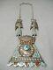 One Of The Best Vintage Navajo Turquoise Coral Sterling Silver Inlay Necklace