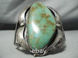 One Of The Biggest Vintage Navajo Royston Turquoise Sterling Silver Bracelet