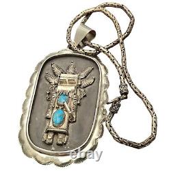 One Of The Largest Vintage Navajo Kachina Turquoise Sterling Silver Necklace