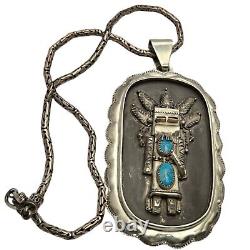 One Of The Largest Vintage Navajo Kachina Turquoise Sterling Silver Necklace