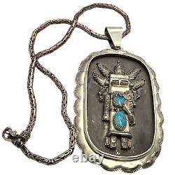 One Of The Largest Vintage Navajo Kachina Turquoise Sterling Silver Necklace