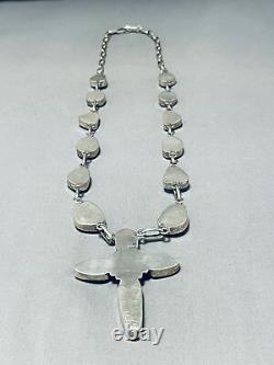 One Of The Most Unique Vintage Navajo Turquoise Cross Sterling Silver Necklace