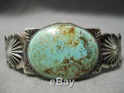 Opulent Huge Button Vintage Navajo Royston Turquoise Sterling Silver Bracelet