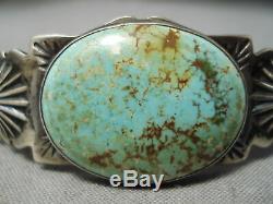 Opulent Huge Button Vintage Navajo Royston Turquoise Sterling Silver Bracelet