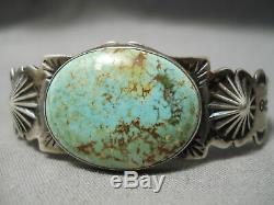 Opulent Huge Button Vintage Navajo Royston Turquoise Sterling Silver Bracelet