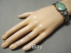 Opulent Huge Button Vintage Navajo Royston Turquoise Sterling Silver Bracelet