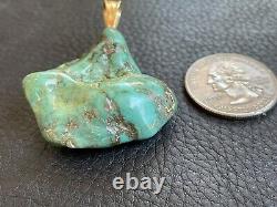 Opulent VIntage Spider Navajo Turquoise 14k Yellow Gold Pendant