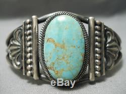 Opulent Vintage Navajo Carico Lake Turquoise Sterling Silver Bracelet