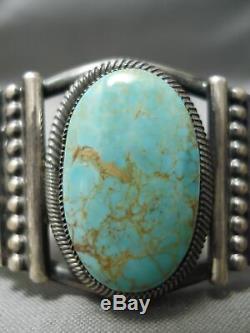 Opulent Vintage Navajo Carico Lake Turquoise Sterling Silver Bracelet