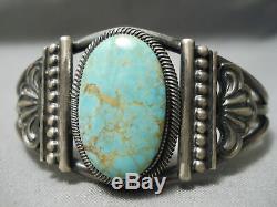 Opulent Vintage Navajo Carico Lake Turquoise Sterling Silver Bracelet