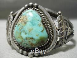 Opulent Vintage Navajo Natural Royston Turquoise Sterling Silver Bracelet Old