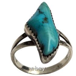 Outstanding Vintage Navajo Blue Diamond Turquoise Sterling Silver Ringsz