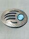 Paw Of Turquoise! Vintage Navajo Sterling Silver Buckle