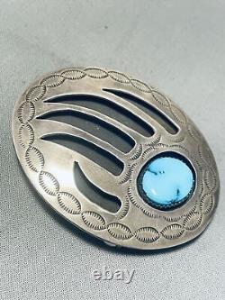 Paw Of Turquoise! Vintage Navajo Sterling Silver Buckle