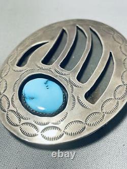 Paw Of Turquoise! Vintage Navajo Sterling Silver Buckle