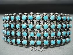 Quality Vintage Navajo Snake Eyes Turquoise Sterling Silver Bracelet