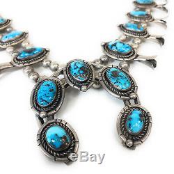 RARE! Vintage 1960's Sterling Silver & Bisbee Turquoise Squash Blossom Necklace