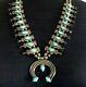 RARE Vintage NAVAJO Sterling Silver Turquoise BOX BOW Squash Blossom NECKLACE