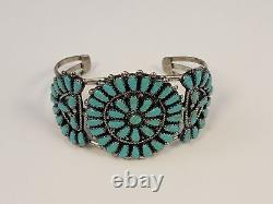 RARE Vintage Navajo BLUE MOON TURQUOISE STERLING CLUSTER CUFF by RAY TAFOYA