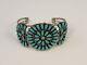RARE Vintage Navajo BLUE MOON TURQUOISE STERLING CLUSTER CUFF by RAY TAFOYA