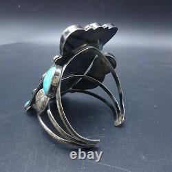 ROY VANDEVER Vintage NAVAJO Sterling Silver TURQUOISE KACHINA Cuff BRACELET