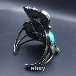 ROY VANDEVER Vintage NAVAJO Sterling Silver TURQUOISE KACHINA Cuff BRACELET