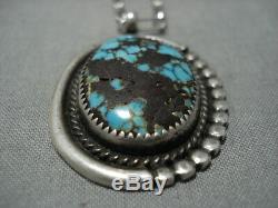 Rare Bisbee Turquoise Vintage Navajo Sterling Silver Native American Necklace
